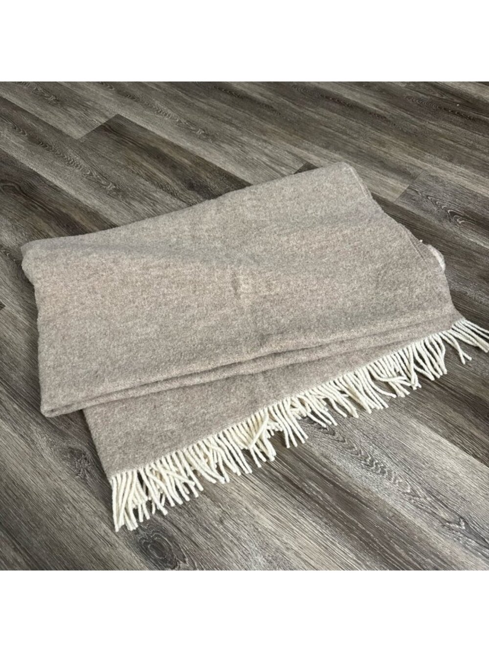 Brooklinen 100% Wool Fringe Blanket Throw 58x76 Neutral